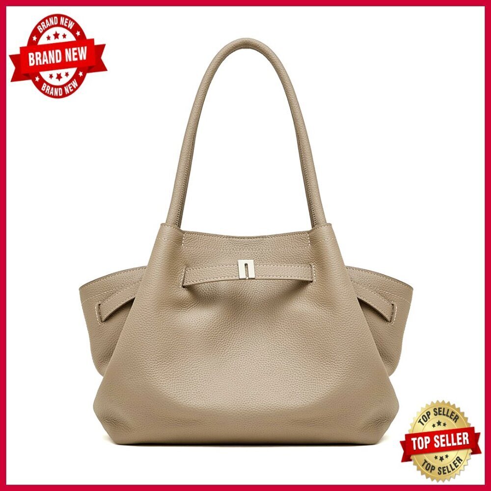 Large Leather Tote Bag for Work with Magnetic Closure and Laptop Compartment